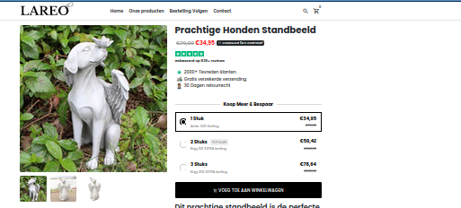 Product zoals aangeboden op webshop