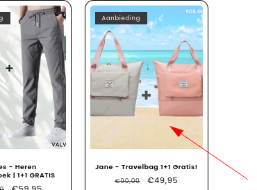 Product zoals aangeboden op webshop