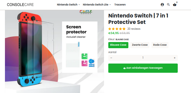 Product zoals aangeboden op webshop