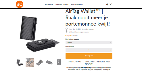 Product zoals aangeboden op webshop.