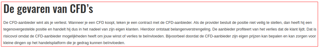 De gevaren van CFDś uitgelegd.