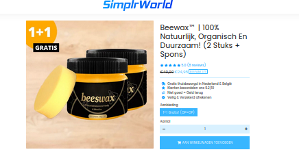 Voorbeeld: product zoals aangeboden in webshop.