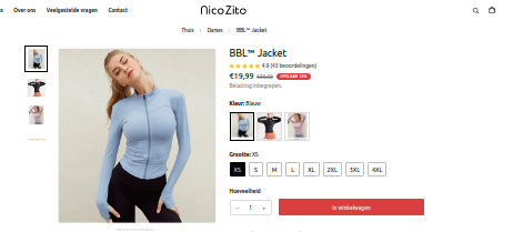 Voorbeeld van product in webshop.