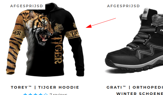 Aanbieding (shirt) op webshop.