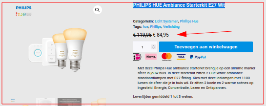 Voorbeeld van een product op de webshop.