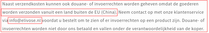 Verzending uit China en niet bestaand domein.