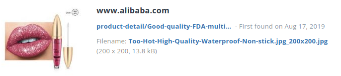 Identiek webshop product ook bij alibaba.com (China)