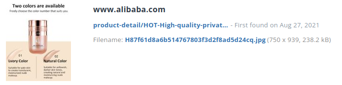 Identieke aanbieding alibaba.com (China)