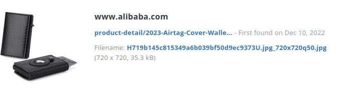 Identieke aanbieding alibaba.com (China)