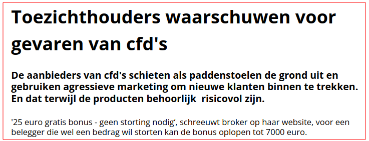 Waarschuwing toezichthouders financiele markt