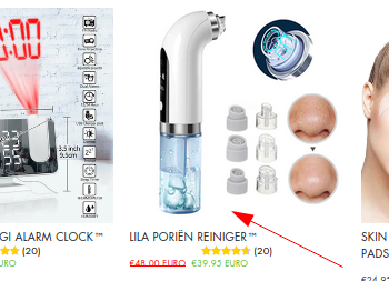 Product zoals aangeboden op webshop