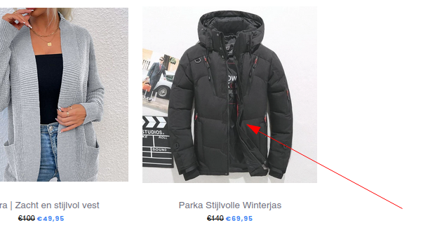 Product zoals aangeboden op webshop