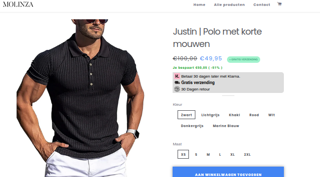 Product zoals aangeboden op webshop.