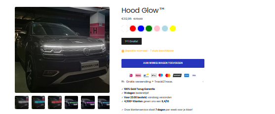 Product zoals aangeboden op webshop