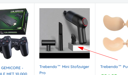 Product zoals aangeboden op webshop.