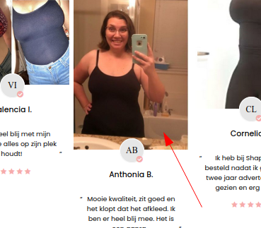 Een (fake) review op de webshop.