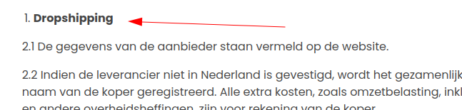 Webshop geeft zelf aan dropshipper te zijn!