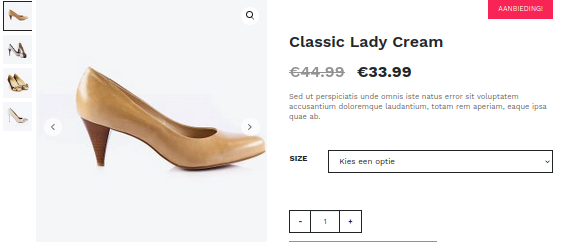 Product zoals aangeboden op webshop