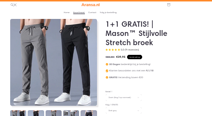 Product zoals aangeboden op webshop