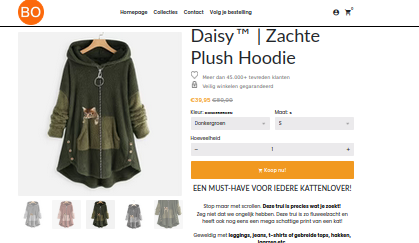 Product zoals aangeboden op webshop