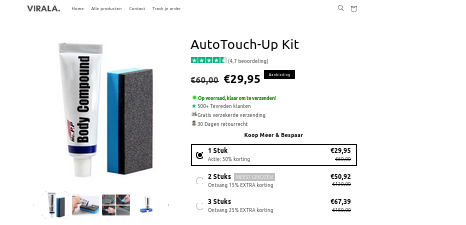 Product zoals aangeboden op webshop