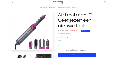 Product zoals aangeboden op webshop