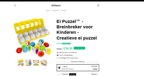 Product zoals aangeboden in webshop.