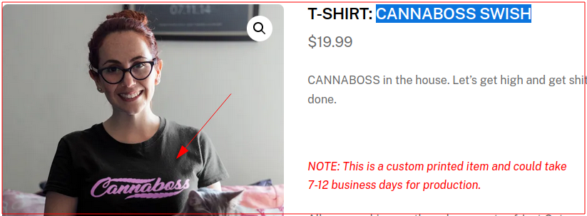 Originele foto van cannabis promotie webshop.