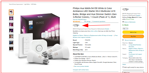 Identiek product bij een groot bekend webshop keten.