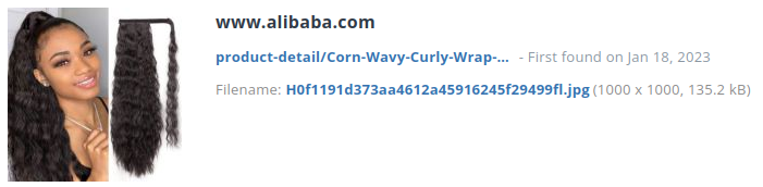 Identieke aanbieding alibaba.com (China)