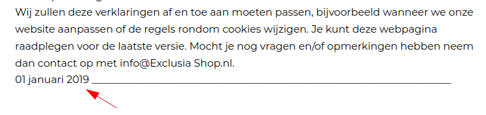 Voorwaarden uit 2019 voor webshop uit 2022?