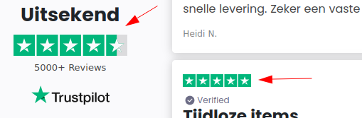Misbruik Trustpilot logo en fake reviews.