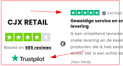Misbruik Trustpilot logo en score!