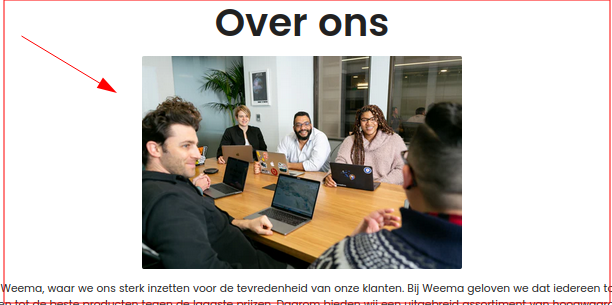 Team vergadering in de "over ons" pagina.