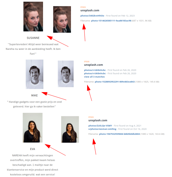 Fake reviews met rechtenvrije afbeeldingen (unsplash.com)