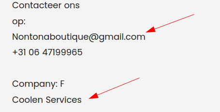 Alleen Gmail adres en misbruik naam NL bedrijf.