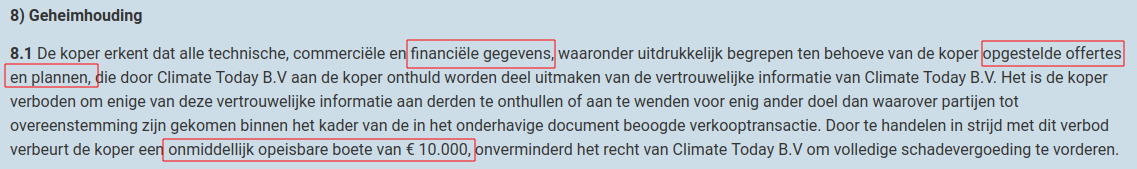 Een, voor webshops, zeer ongebruikelijke clausule
