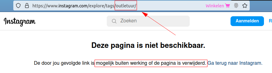 Wel een link naar Instagrem maar