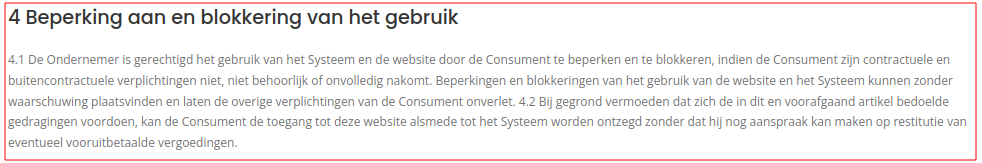 U kunt maar zo geblokkeerd worden.