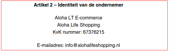 Geen bezoekadres of BTW nummer!