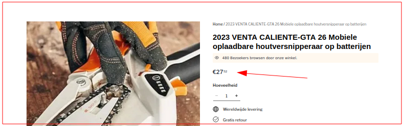 Aanbieding op webshop