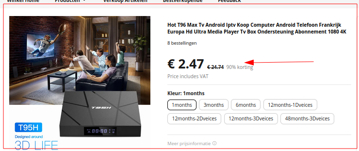 Voorbeeld identiek apparaat bij aliexpress.com.