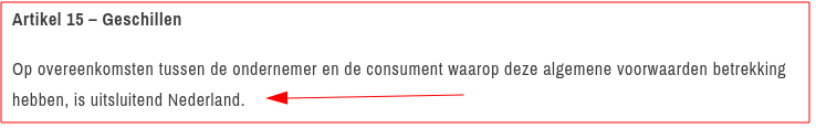 Voorwaarden alleen geldig voor Nederland?