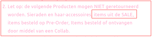 Alles "on sale?" dus niks retourneren!