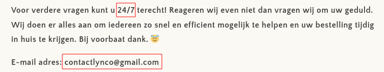 U mag 24/7 mail naar een Gmail adres sturen.