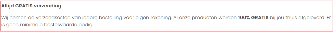 Maar hier claimen ze weer gratis verzending!