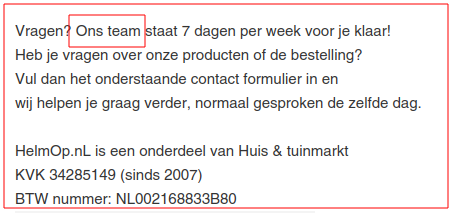 Let op: het betreft een 1-mans zaak, geen "team"