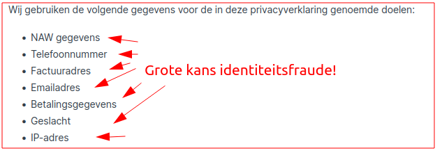 De gegevens die U moet verstrekken voor een account!