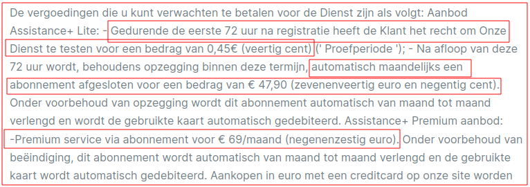 Beschrijving van de abonnementsvorm