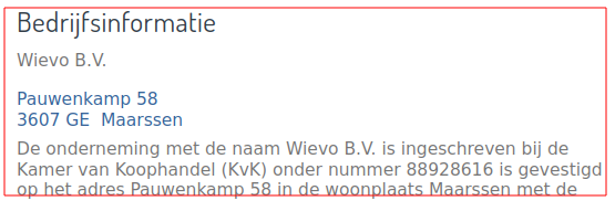 Er is maar 1 Wievo BV en die zit in Maarsen!